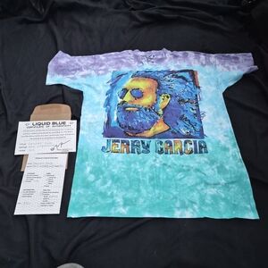 RARE Liquid Blue Jerry Garcia Grateful Dead Single Stitch Shirt Tee W/COA Sample